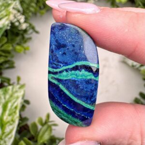 Azurite And Malachite Cabochon | 4g | - #9 (polished Blue Green Crystal Jewelry, Throat Chakra, Calming)