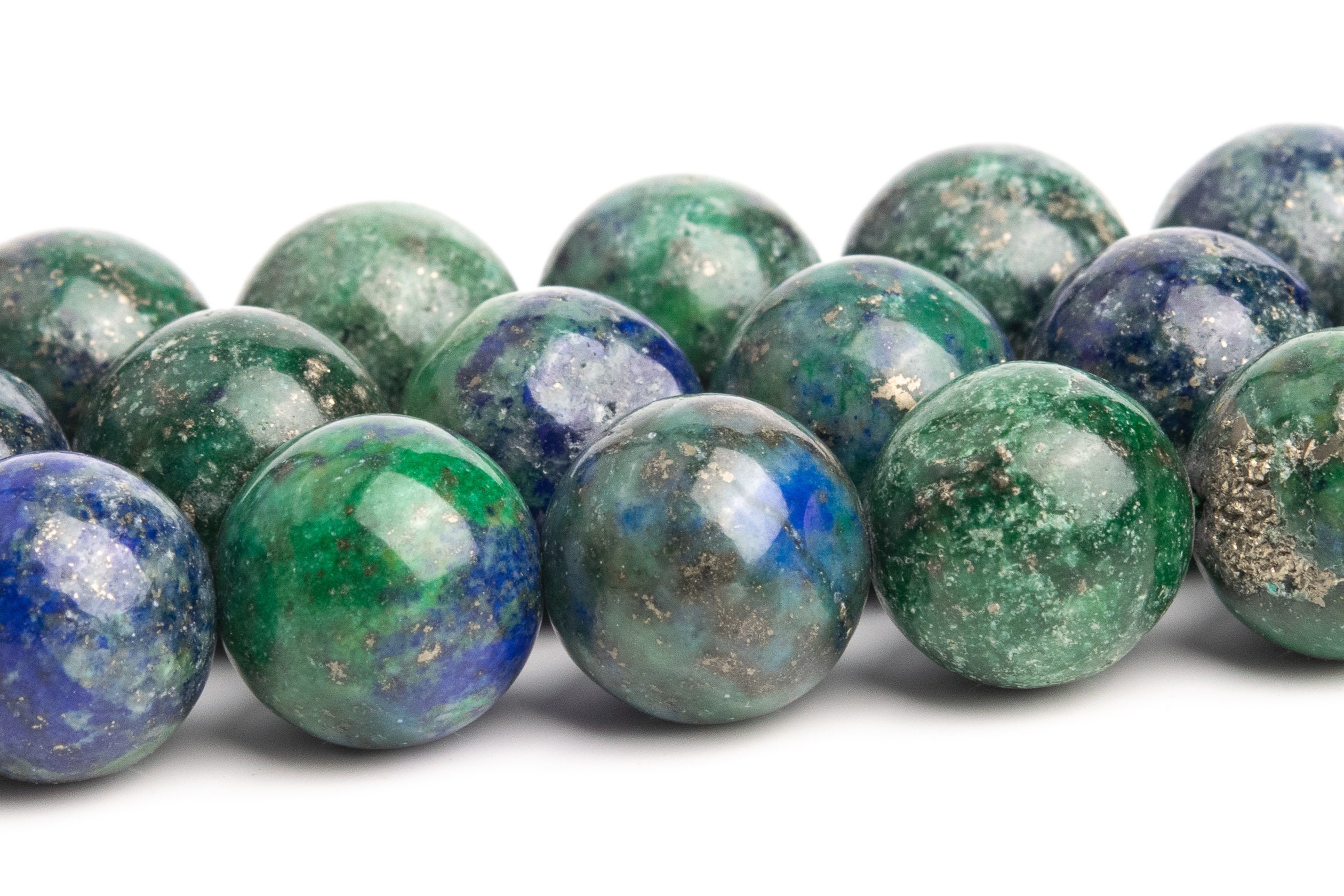 10-11mm Azurite Beads Grade Ab Gemstone Nugget Round Loose Beads 15" / 7.5" Bulk Lot Options (120143) 10-11mm Azurite Beads Grade Ab Gemstone Nugget Round Loose Beads 15" / 7.5" Bulk Lot Options (120143)