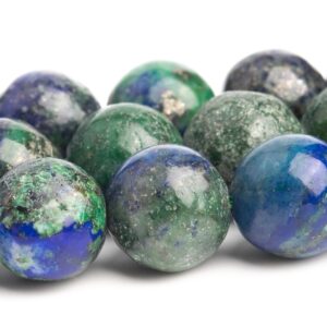 10MM Azurite Beads Grade AB Gemstone Nugget Round Loose Beads 15.5" / 7.5" Bulk Lot Options (120139)