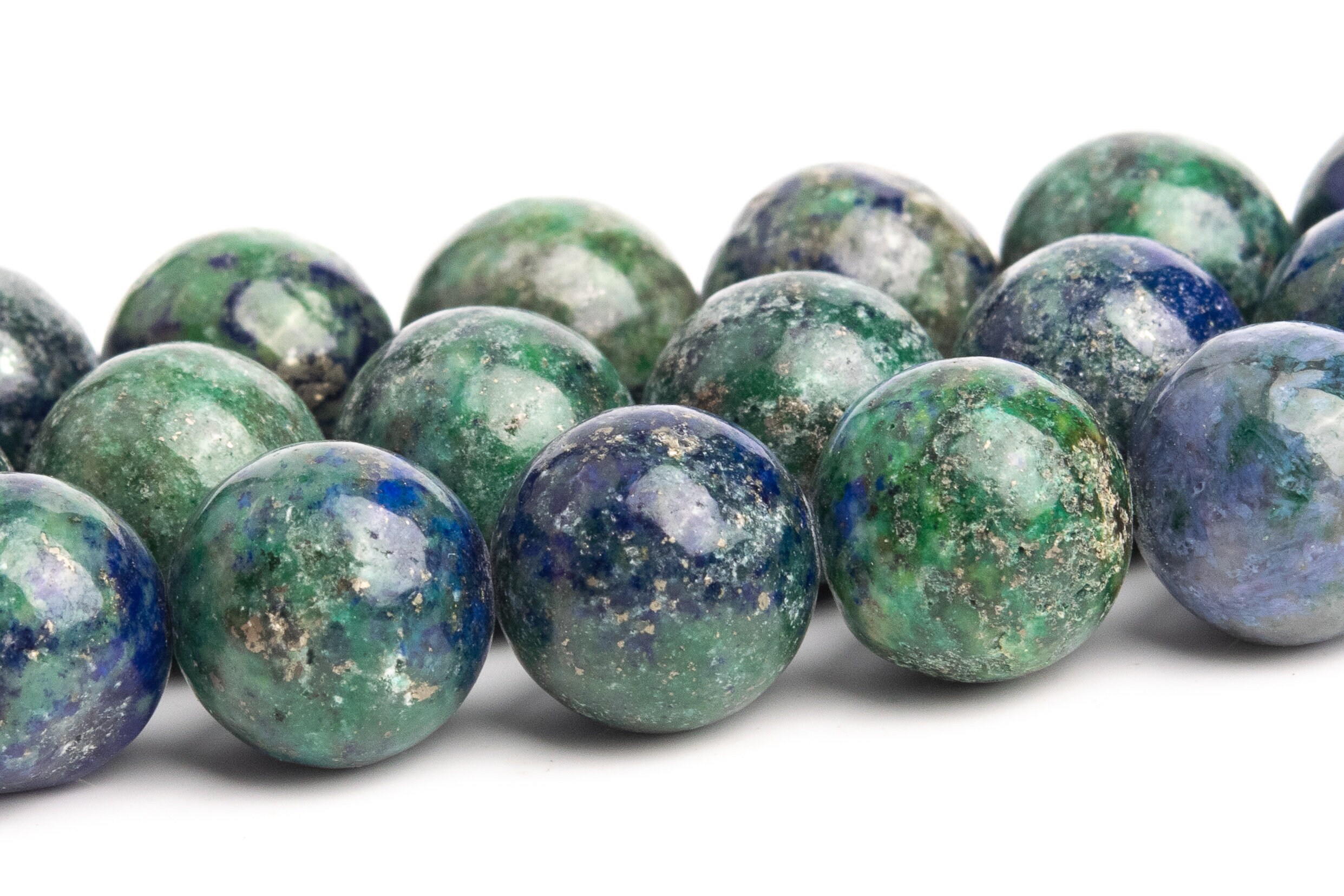 10mm Azurite Beads Grade Ab Gemstone Nugget Round Loose Beads 15" / 7.5" Bulk Lot Options (120142)