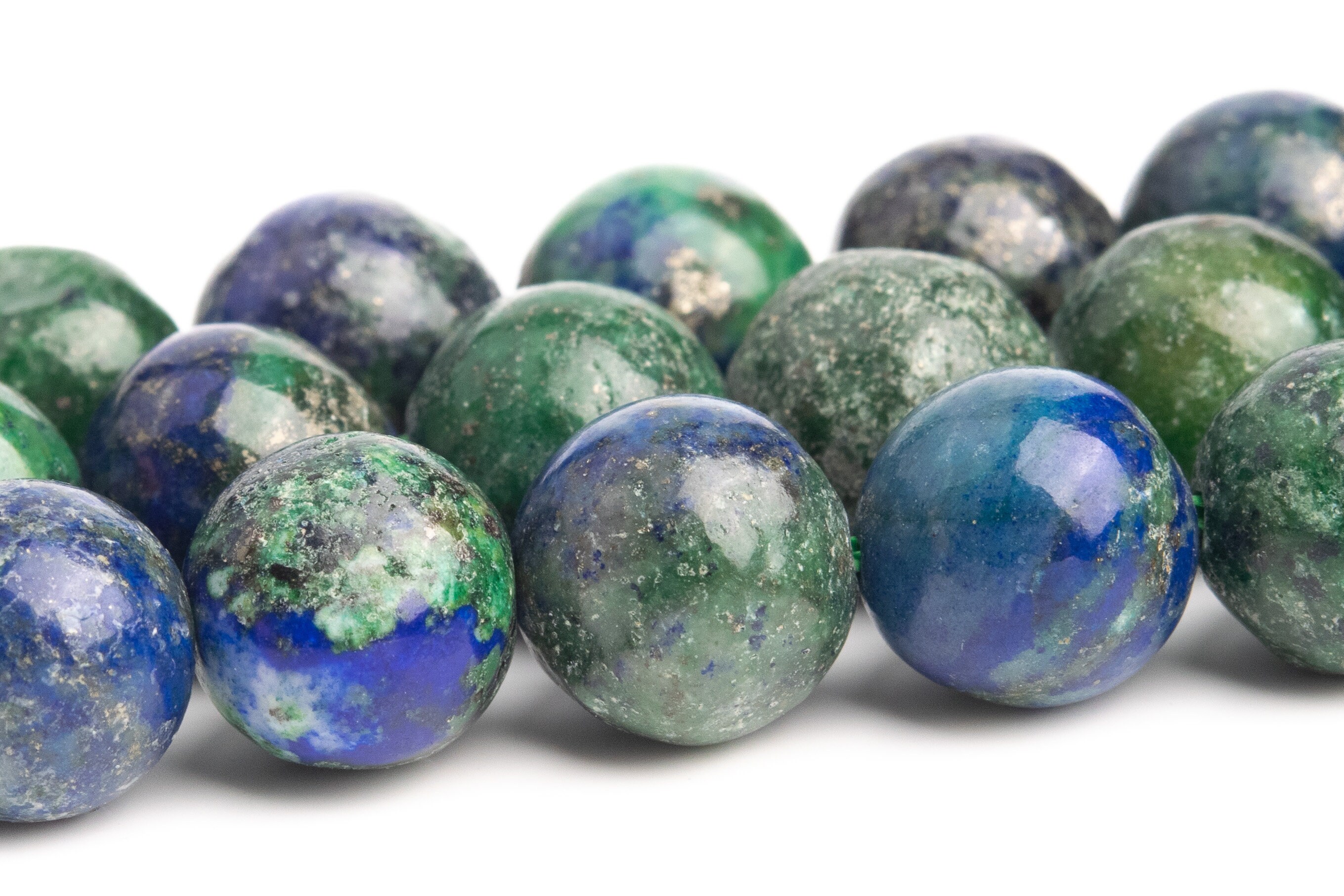 10mm Azurite Beads Grade Ab Gemstone Nugget Round Loose Beads 15.5" / 7.5" Bulk Lot Options (120139)