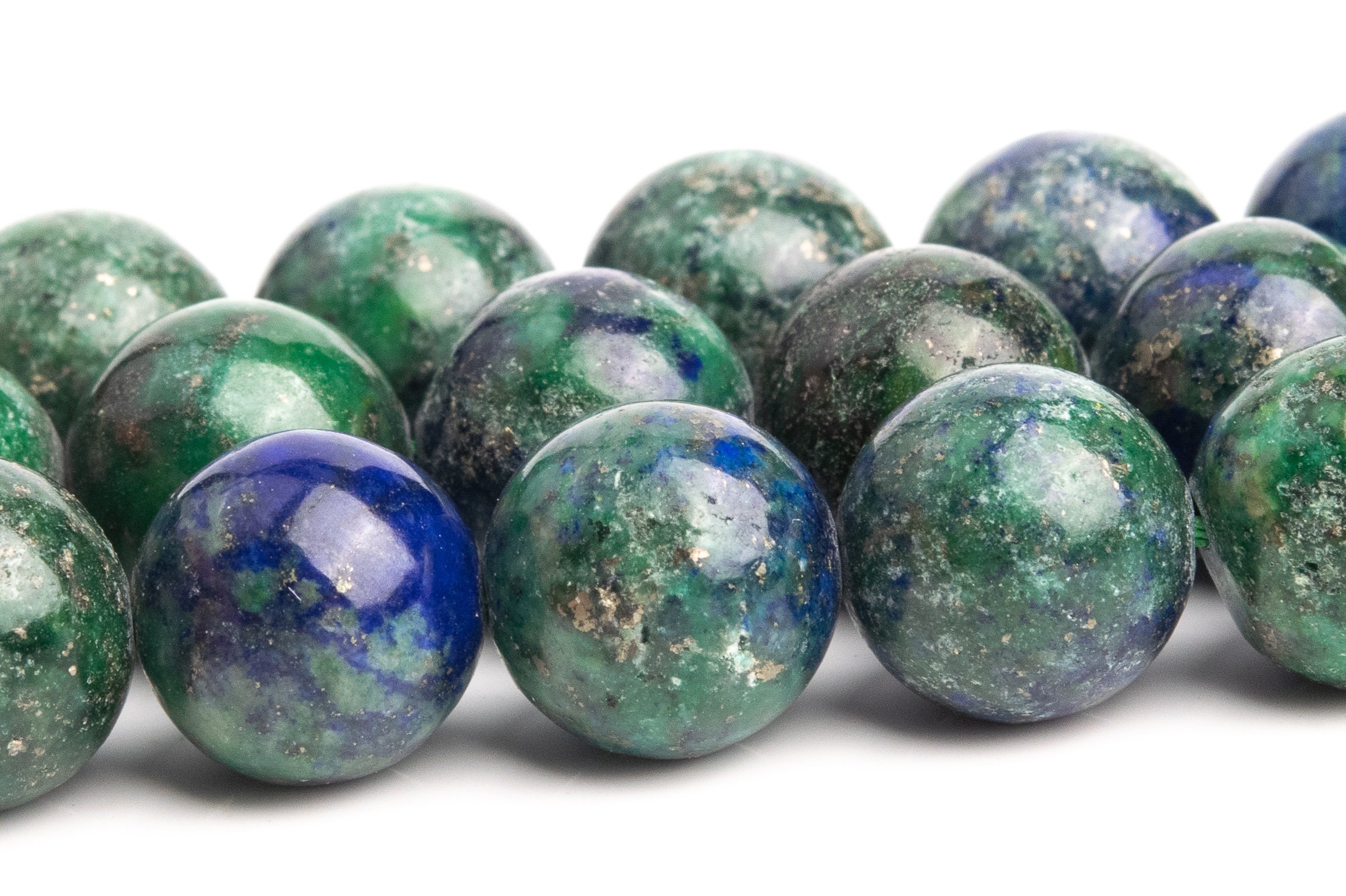 11-12mm Azurite Beads Grade Ab Gemstone Full Strand Nugget Round Loose Beads 15.5" (120144-530)