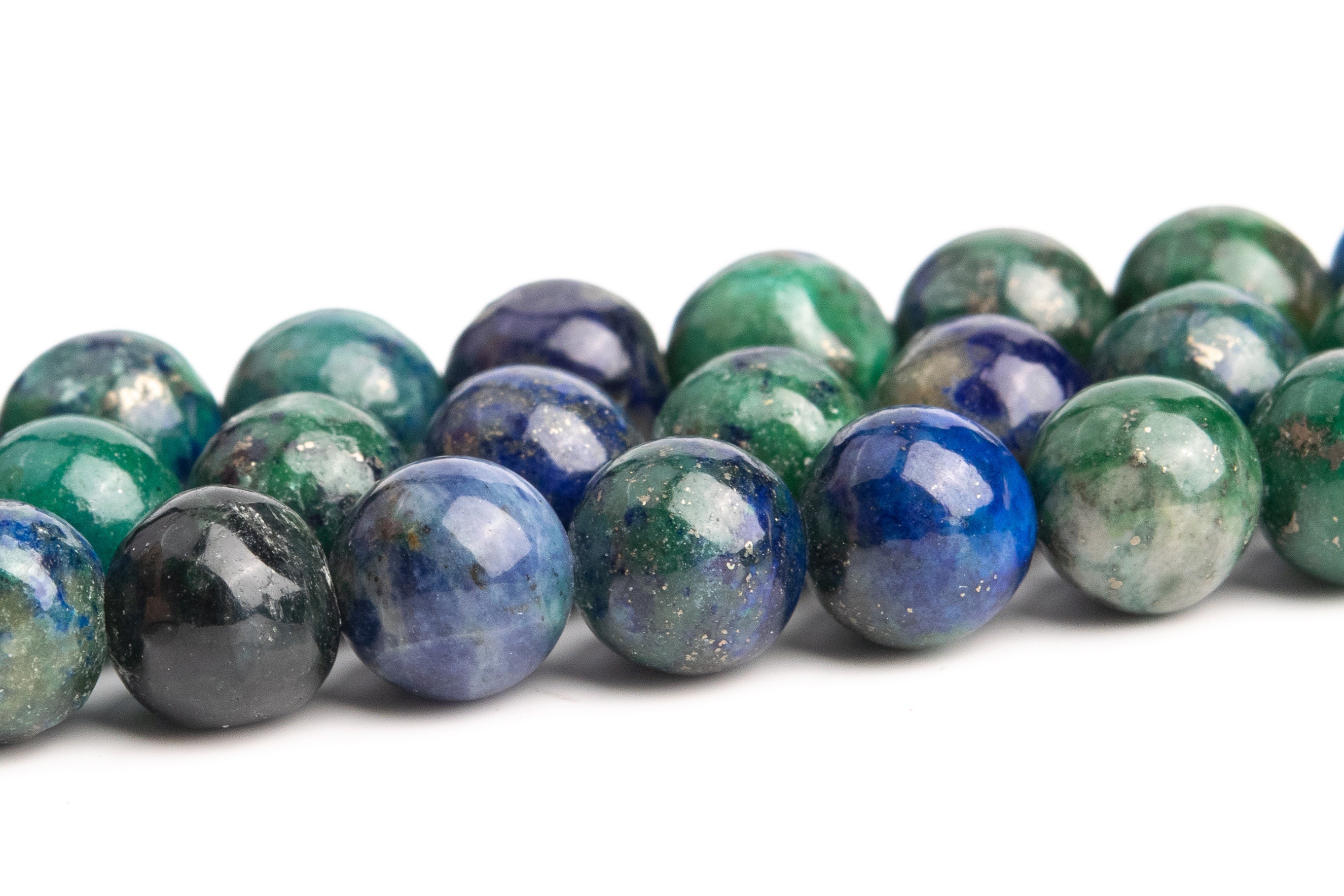 6-7mm Azurite Beads Grade Ab Gemstone Nugget Round Loose Beads 15" / 7.5" Bulk Lot Options (120133)