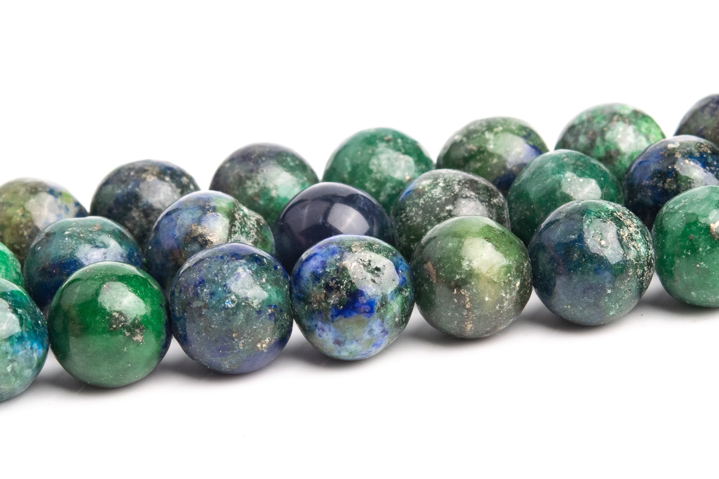 6-7mm Azurite Beads Grade Ab Gemstone Nugget Round Loose Beads 15" / 7.5" Bulk Lot Options (120134)
