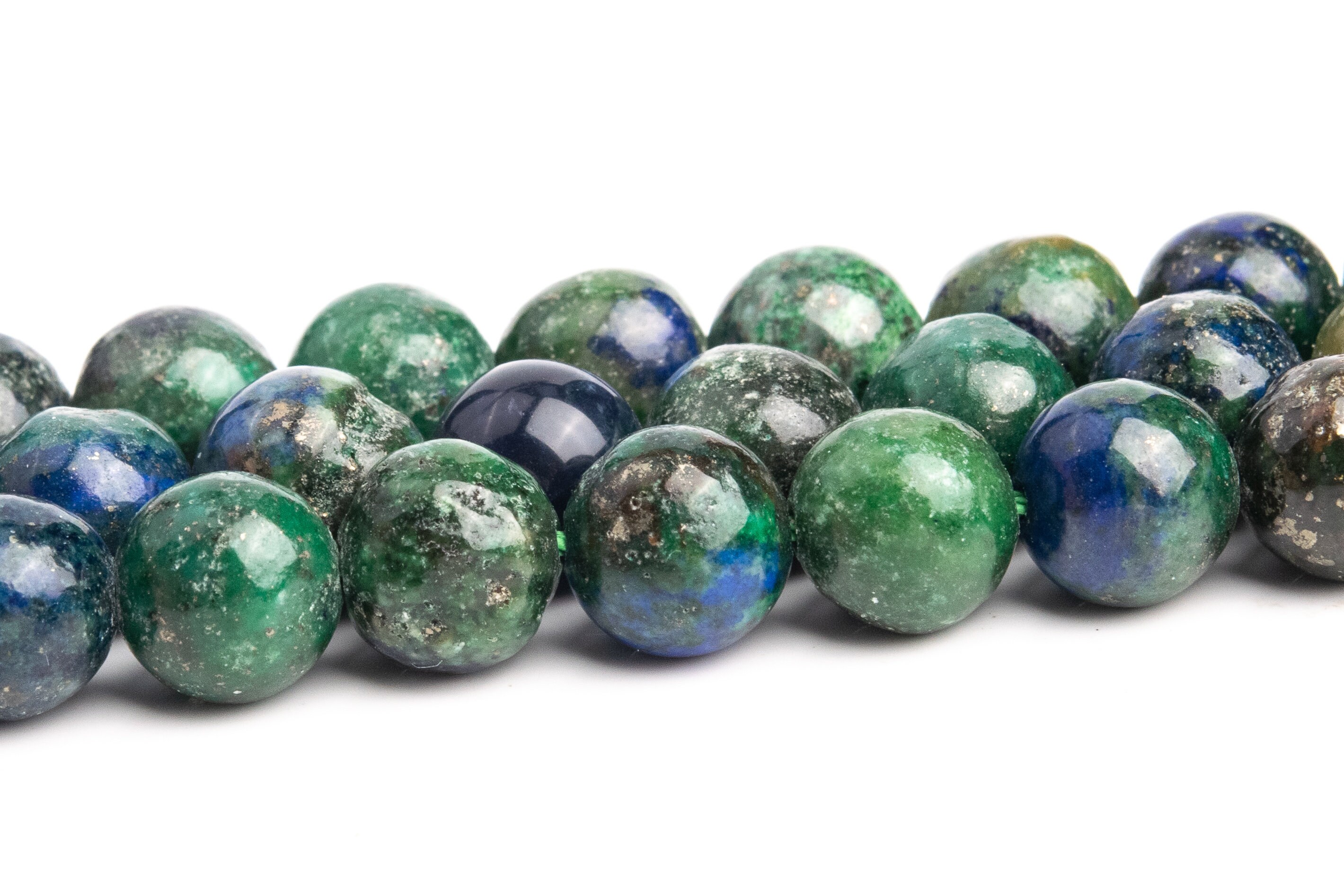 7-8mm Azurite Beads Grade Ab Gemstone Nugget Round Loose Beads 15" / 7.5" Bulk Lot Options (120135)