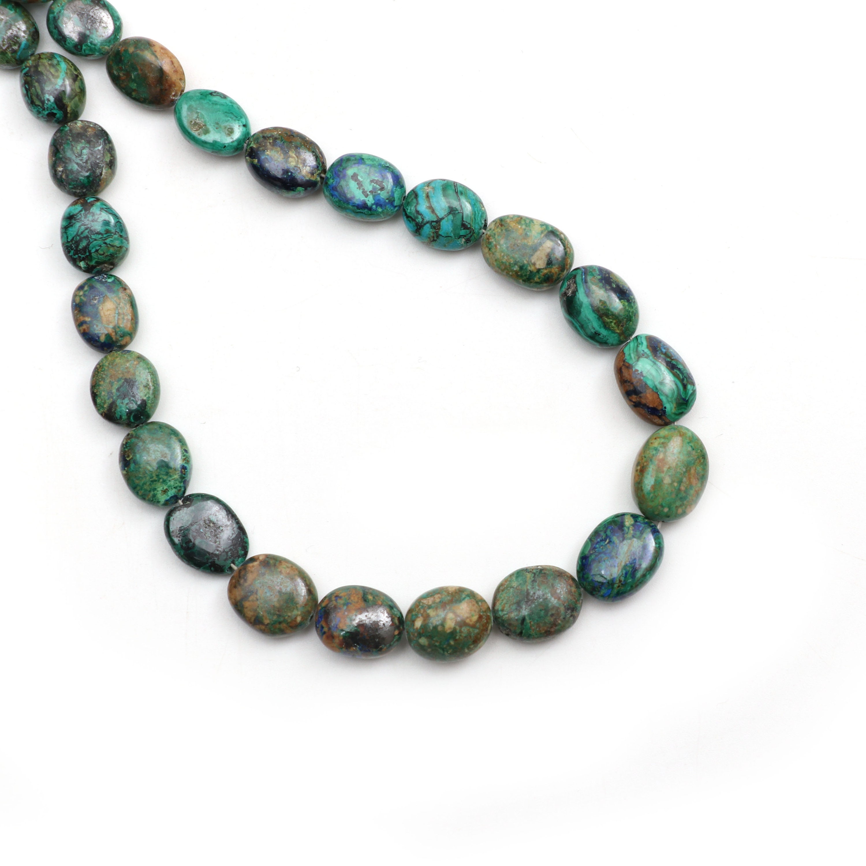 Azurite Malachite Smooth Tumble Beads | 5x6 Mm To 8.5x11 Mm | Azurite Malachite Jewelry | 18 Inch Full Strand | Price Per Strand