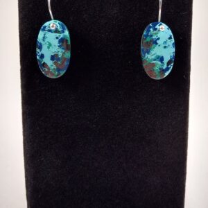 Azurite And Sterling Silver Earrings Handmade By Chris Hay