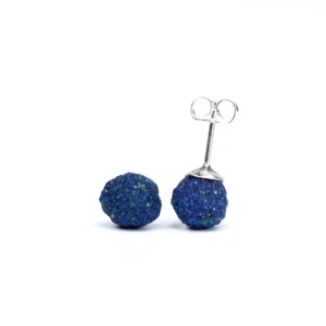 Azurite earrings - blueberry earrings - silver ball earrings - blue stone earrings - raw crystal earrings - ball earrings - boho earrings