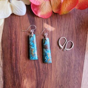 Gorgeous malachite azurite earrings. Sterling silver azurite earrings
