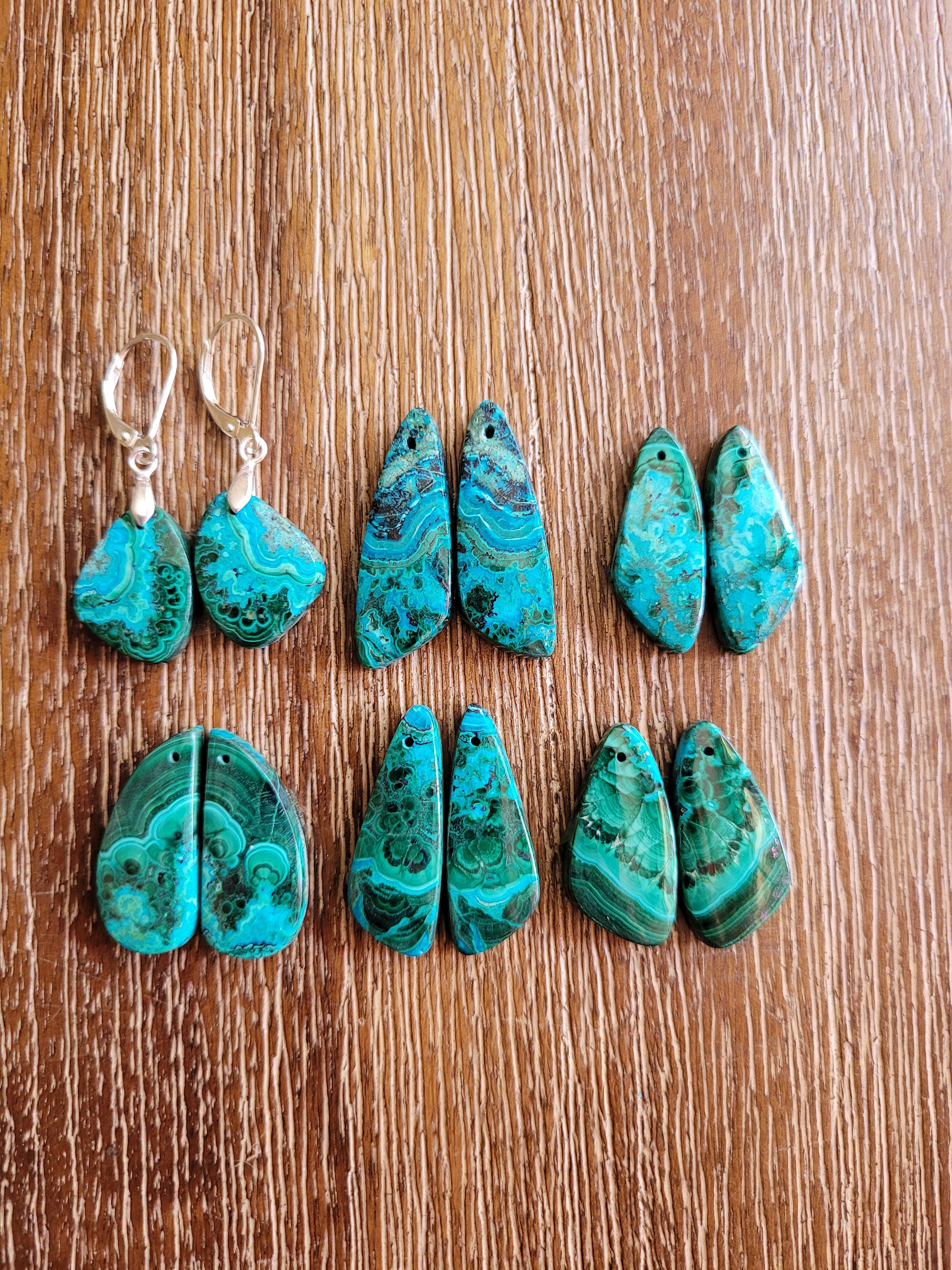 Gorgeous Malchite Azurite Earrings. Sterling Silver Malachite Azurite Earrings
