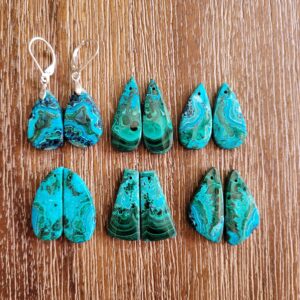 Gorgeous malchite azurite earrings. Sterling silver malachite azurite earrings