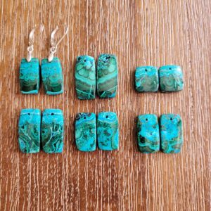 Gorgeous malchite azurite earrings. Sterling silver malachite azurite earrings