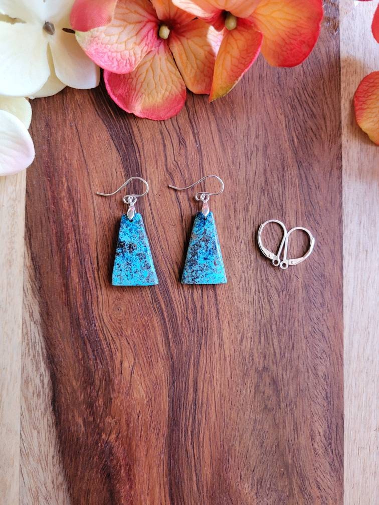 Gorgeous Azurite Earrings. Sterling Silver Azurite Earrings