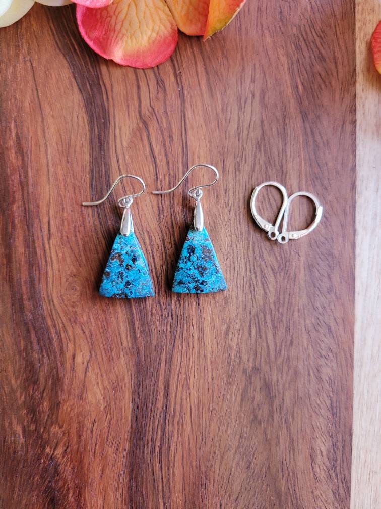 Gorgeous Azurite Earrings. Sterling Silver Azurite Earrings