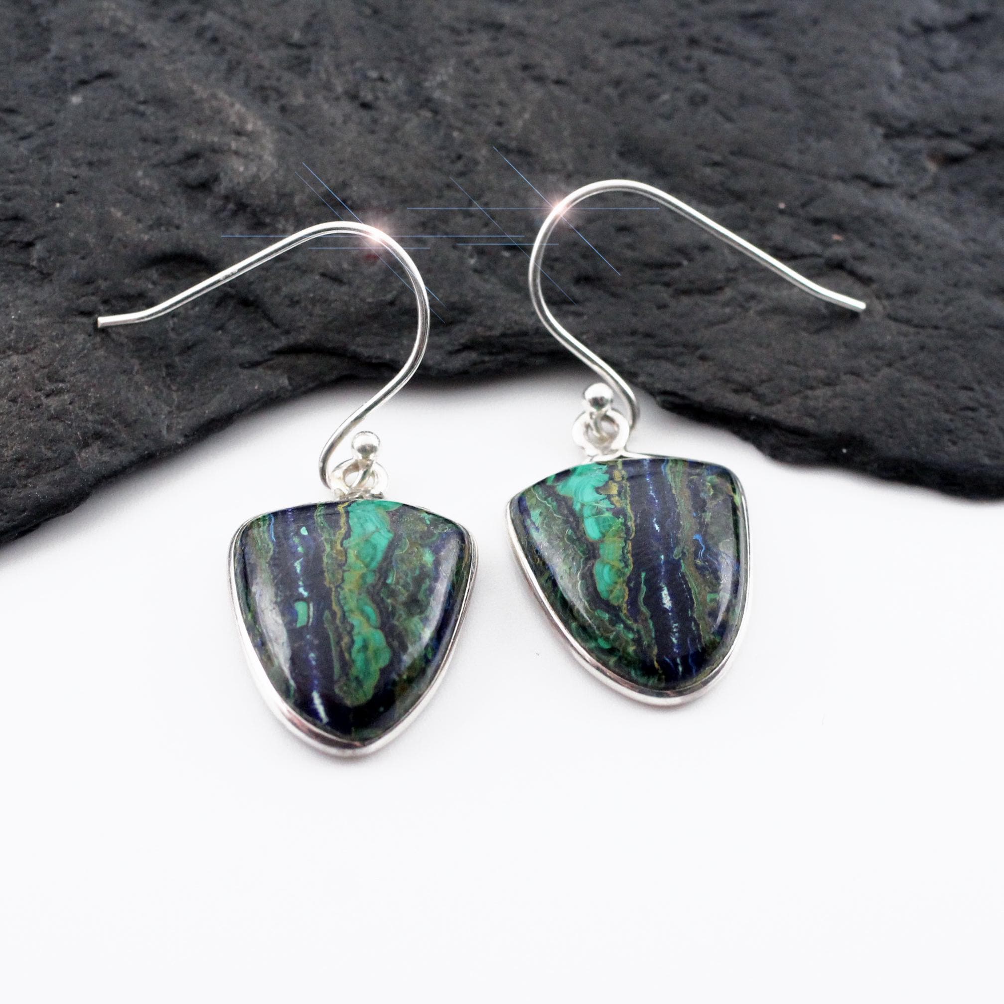 Lakeside - Beautiful Natural Boulder Azurite & Malachite Earrings