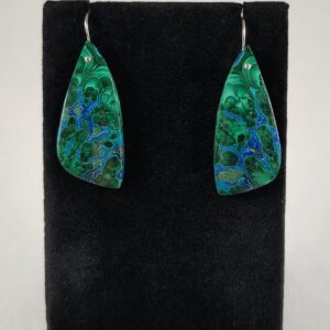 Azurite, Malachite, And Sterling Silver Earrings Handmade By Chris Hay