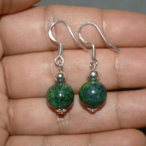 Azurite-malachite Sterling Silver Dangle Earrings, Gemstone Jewelry
