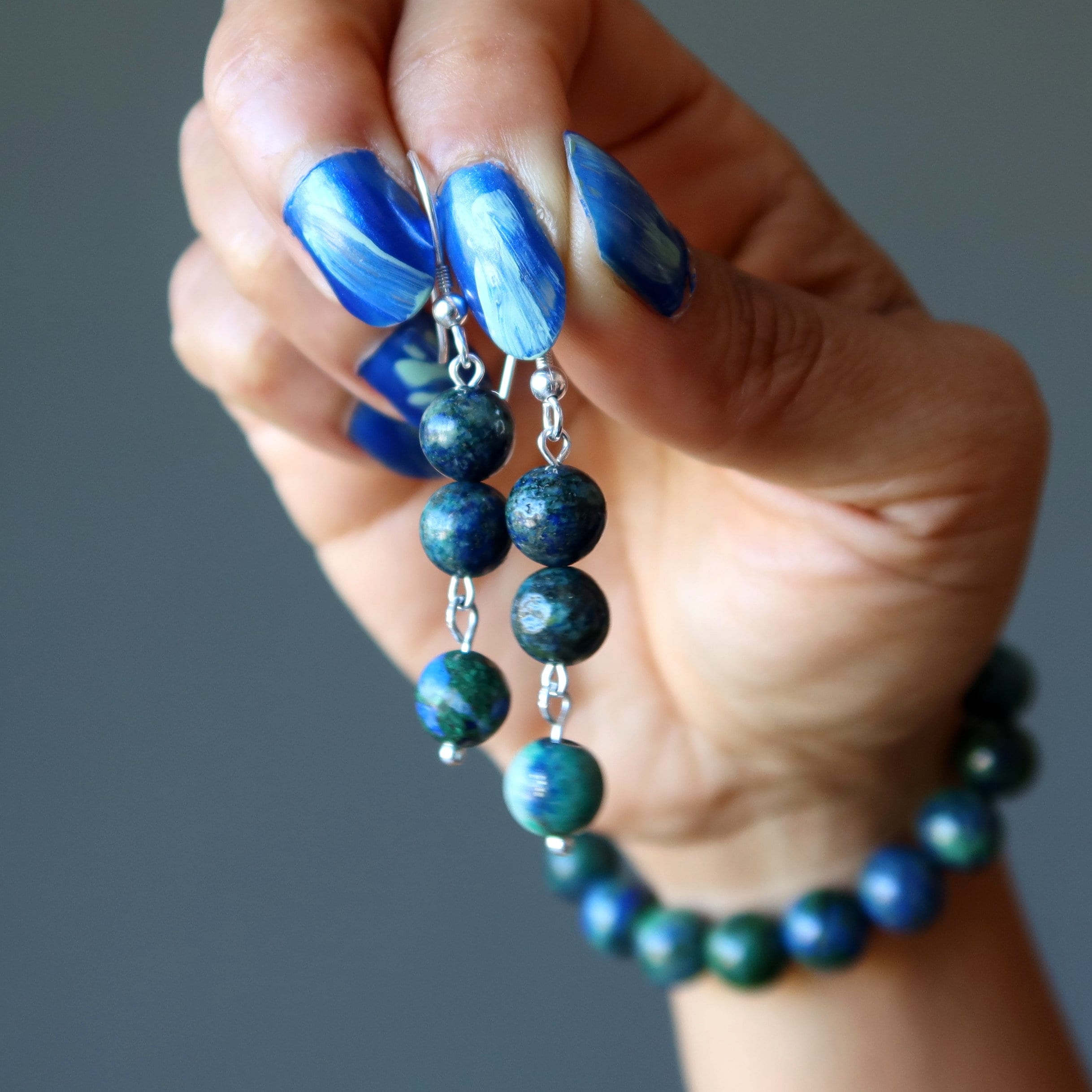 Azurite Malachite Earrings World Gemstones Sterling Silver