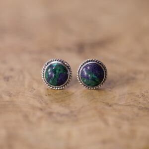 Azurite Posts - Azurite Malachite Earrings - .925 Sterling Silver Azurite Posts - Azurite Malachite Earrings - .925 Sterling Silver