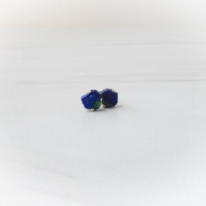 Raw Gemstone Earrings Sterling Silver • Raw Azurite Malachite Stud Earrings • Healing Gemstone, Sterling Gemstone Stud Earrings • Great Gift