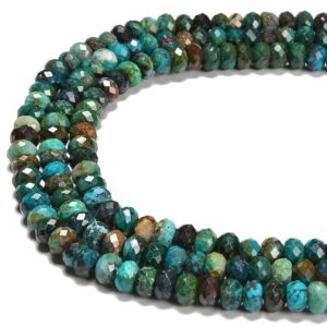 Azurite Fynchenite Faceted Rondelle Beads Size 4x6mm 4x7mm 6x9mm 15.5'' Strand Azurite Fynchenite Faceted Rondelle Beads Size 4x6mm 4x7mm 6x9mm 15.5'' Strand