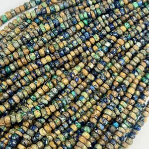 Faceted Azurite Malachite Rondelle Beads, 17 Inch Strand, 4-5mm Faceted Azurite Malachite Rondelle Beads, 17 Inch Strand, 4-5mm