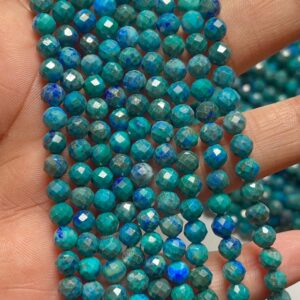 Natural Azurite Faceted Round Shape Gemstone Beads Size-4 Mm, 15 Inch Strand For Making Jewelry Natural Azurite Faceted Round Shape Gemstone Beads Size-4 Mm, 15 Inch Strand For Making Jewelry