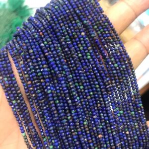 Rare Top Quality- Natural Azurite Faceted Rondelle Shape Gemstone Beads | Size- 2 Mm | Semi Precious Beads An Amazing Item For Sale Rare Top Quality- Natural Azurite Faceted Rondelle Shape Gemstone Beads | Size- 2 Mm | Semi Precious Beads An Amazing Item For Sale