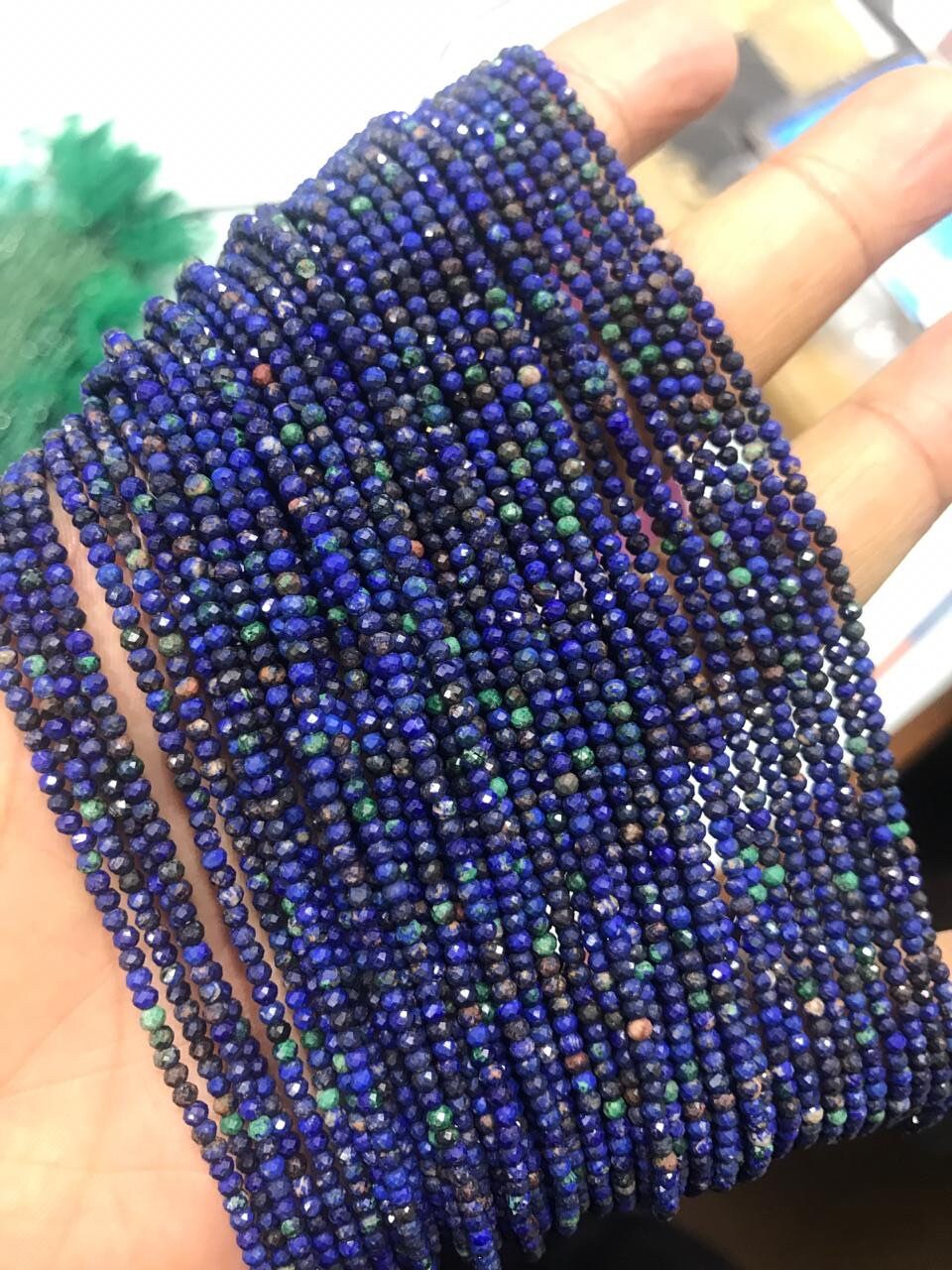 Rare Top Quality- Natural Azurite Faceted Rondelle Shape Gemstone Beads | Size- 2 Mm | Semi Precious Beads An Amazing Item For Sale