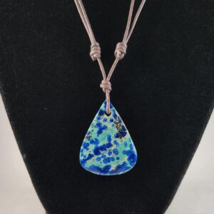 Azurite Adjustable Leather Necklace Handmade By Chris Hay