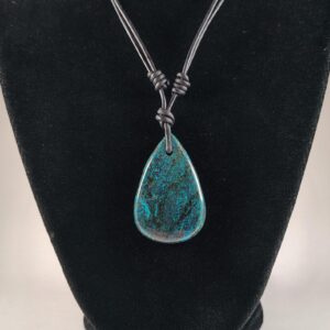 Azurite Adjustable Leather Necklace Handmade By Chris Hay
