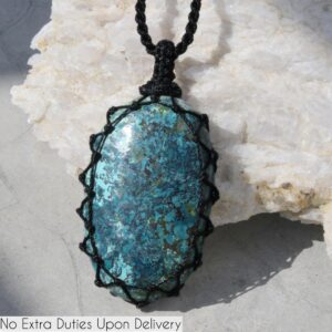 Azurite Crystal Necklace, Protection Amulet, and Third Eye Crystal Mystical Jewelry, Spiritual Meditation Gifts
