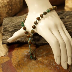 Green Azurite Mala Pocket Mala • Azurite Hand Mala • 27+1 Bead Mala • 8mm • Worry Beads •  Mini Mala • Jewelry Men • Quarter Mala • 3447