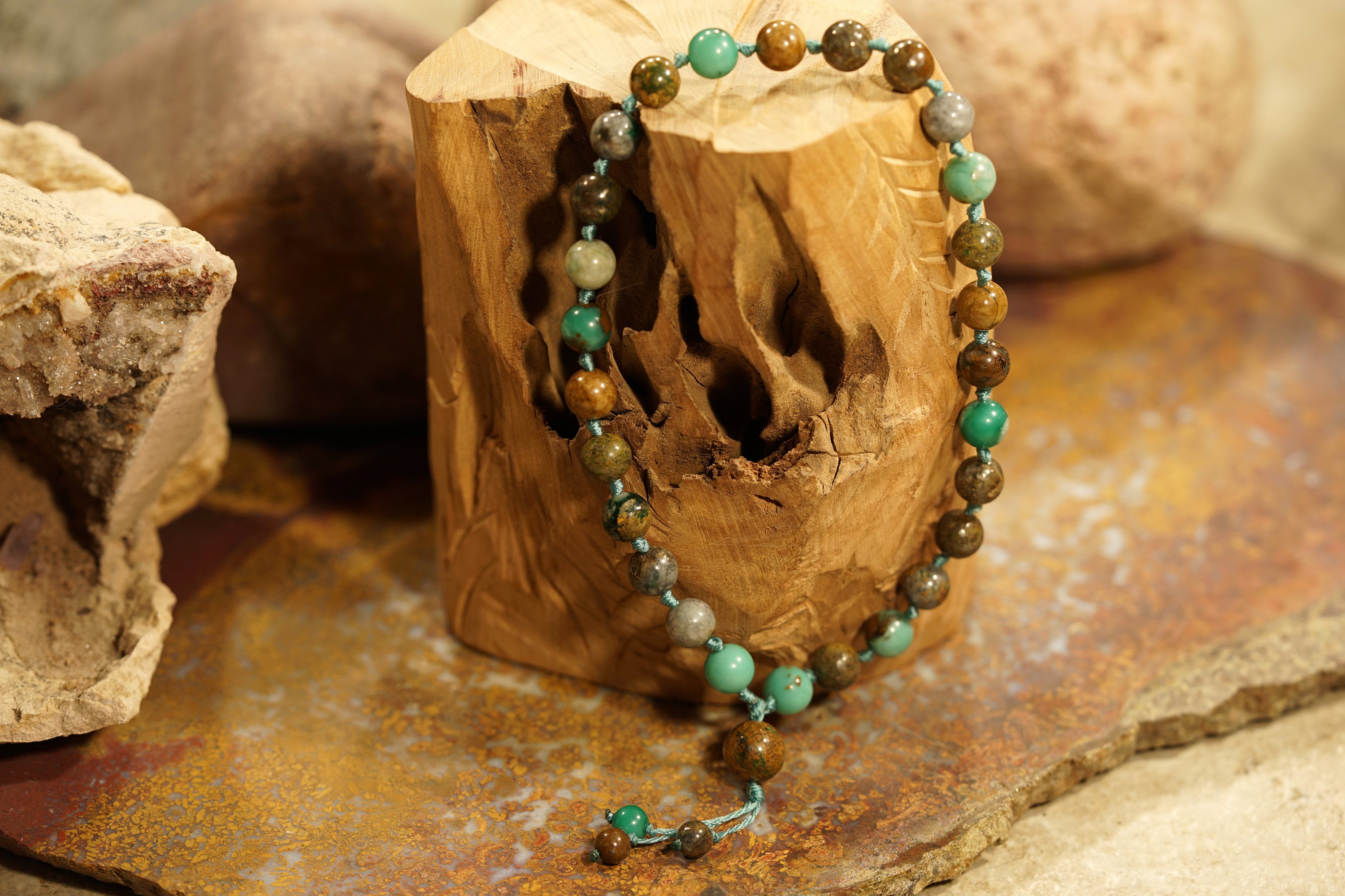 Green Azurite Mala Pocket Mala • Azurite Hand Mala • 27+1 Bead Mala • 8mm • Worry Beads • Mini Mala • Jewelry Men • Quarter Mala • 3447