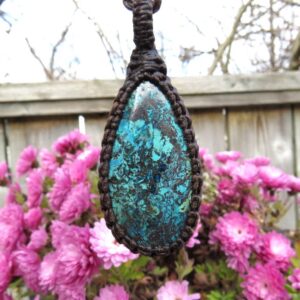 Azurite Macrame Necklace, Mom Necklace, Bohemian Necklace, Azurite Necklace, Azurite Jewelry, Macrame Necklace, Etsy Jewelry, Etsy Necklace,