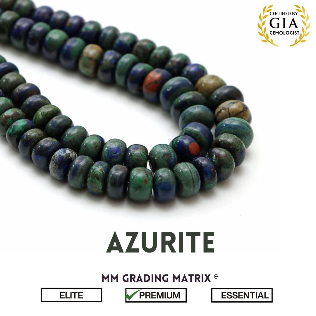 Natural Azurite Smooth Rondelle Shape Beads, Gemstone Beads For Jewelry Making, Azurite Plain Beads Strand 16 Inches, Beads For Necklace