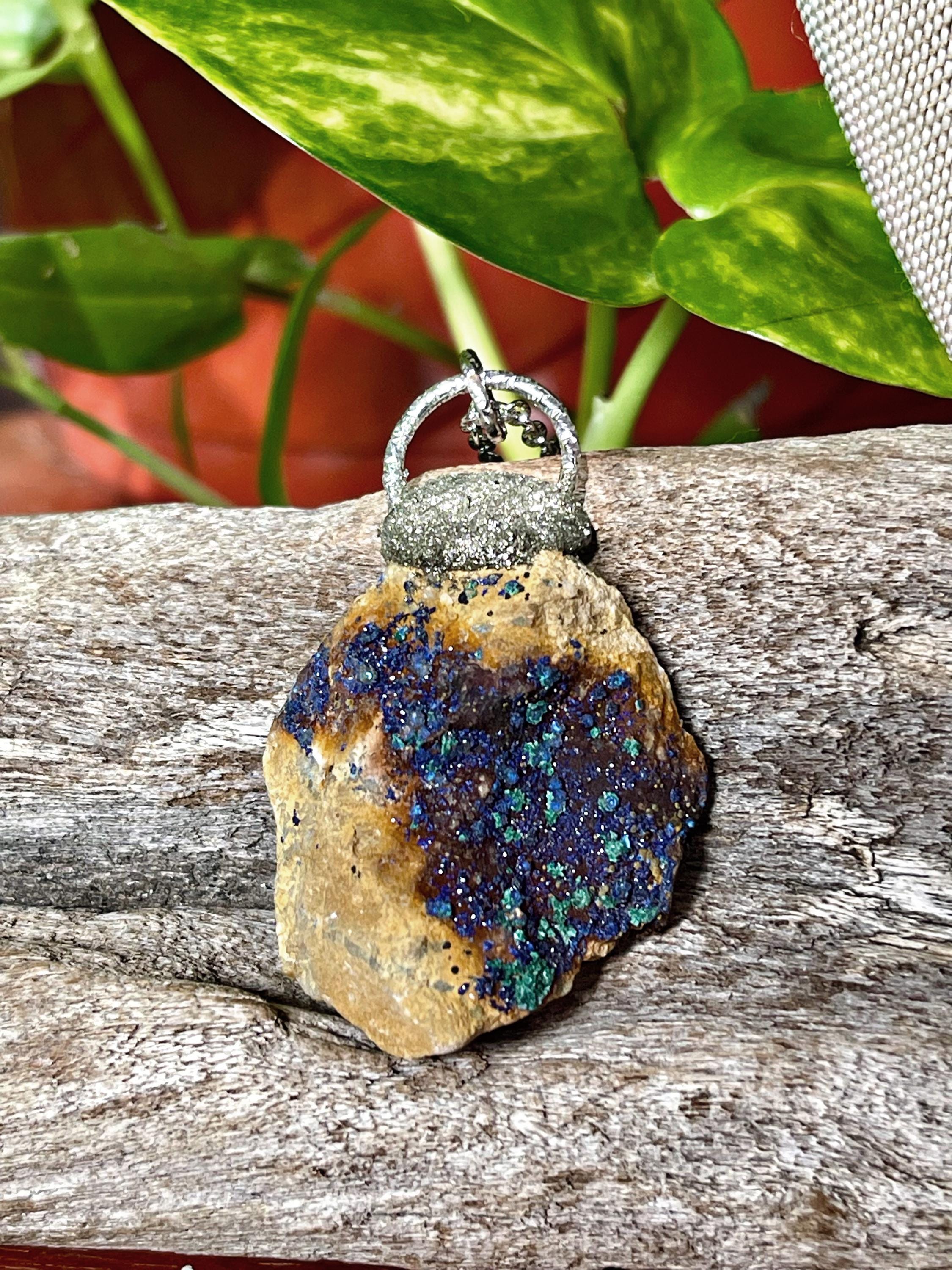 Raw Azurite/malachite Stone Necklace