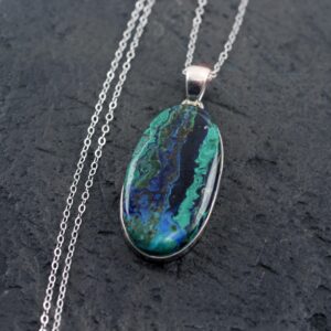 The Waterfall - Beautiful Natural Azurite And Malachite Sterling Silver Necklace