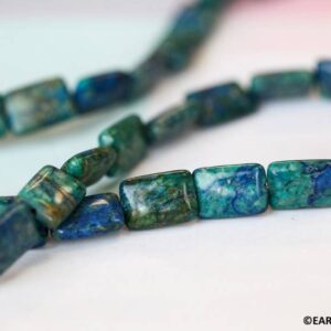 M/ Azurite Malachite 10x14mm Flat Rectangle Beads 16" Strand Natural Blue/green Gemstone Beads For Jewelry Making