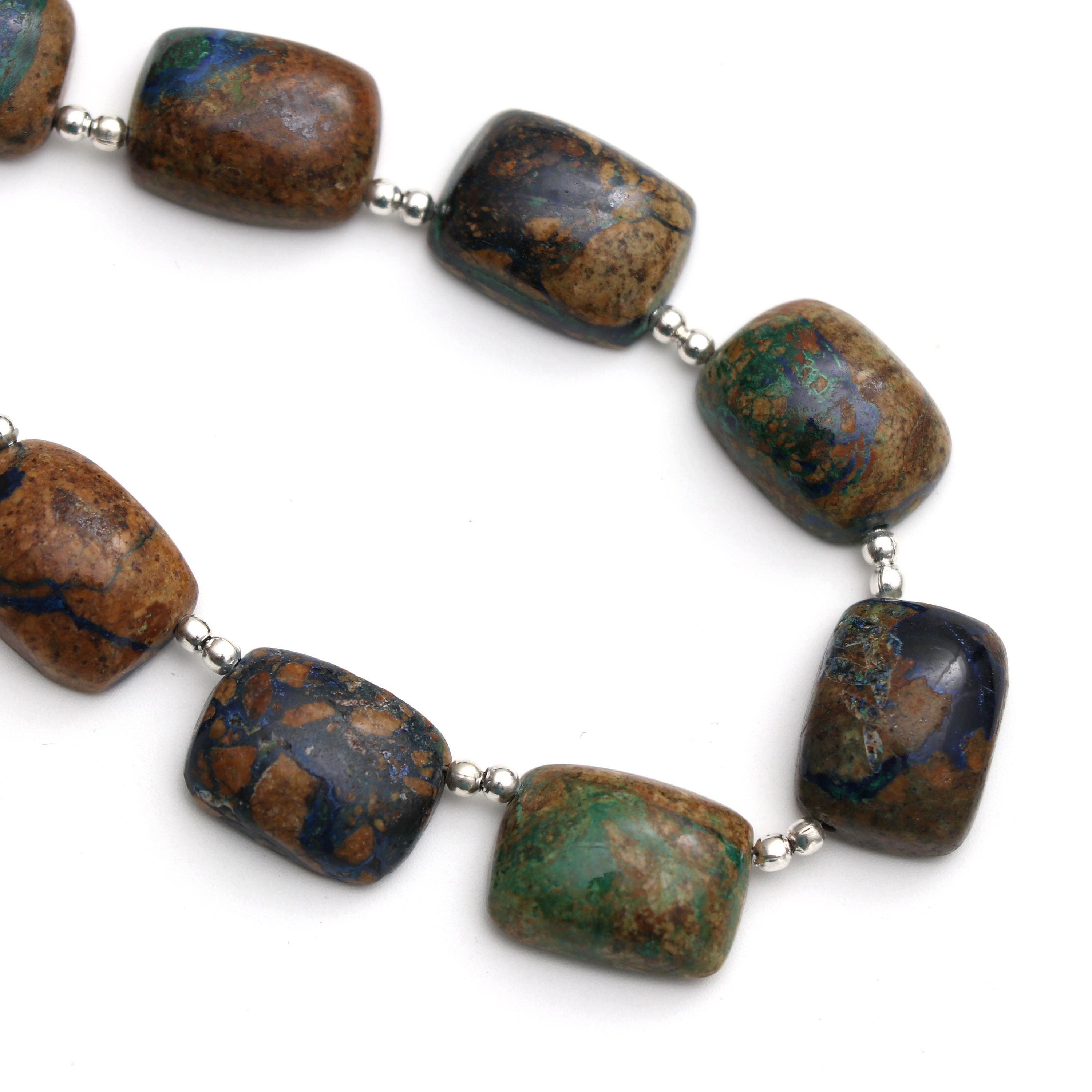 Azurite Malachite Smooth Rectangle Cushion Beads - 12x16 Mm- Azurite Malachite- Gem Quality , 15/ 18 Cm, Full Strand, Price Per Strand