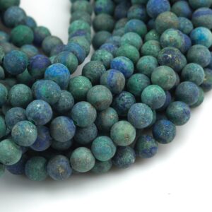 Natural Matte Malachite Azurite Beads Grade AAA 4mm, 6mm, 8mm, 10mm, 12mm, 14mm- Full 15.5 Inch Strand AAA Quality Gemstone Beads