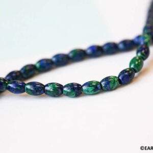 S/ Azurite Malachite 4x6mm Oval Rice Beads 16" Strand Enhanced Gemstone Beads For Jewelry Making