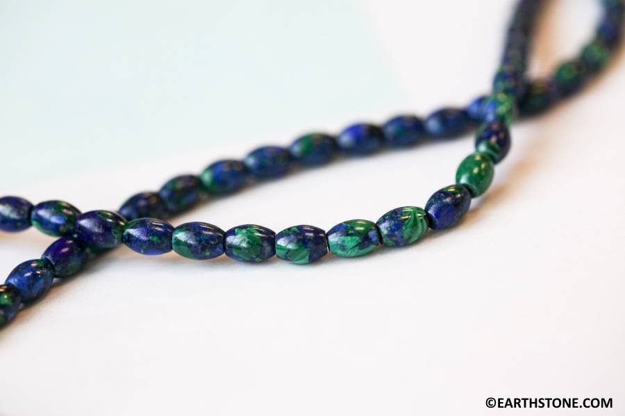 S/ Azurite Malachite 4x6mm Oval Rice Beads 16" Strand Enhanced Gemstone Beads For Jewelry Making S/ Azurite Malachite 4x6mm Oval Rice Beads 16" Strand Enhanced Gemstone Beads For Jewelry Making