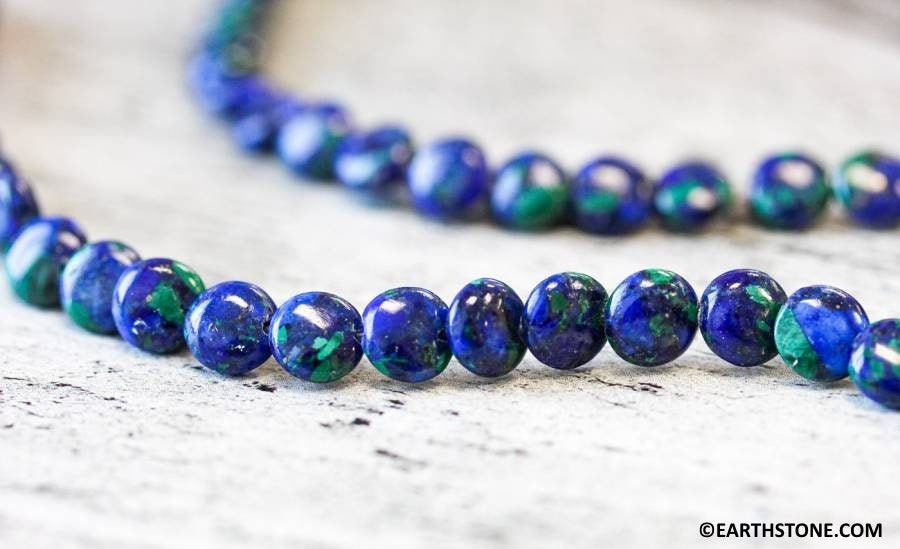 S/ Azurite Malachite 6mm Lentil Beads 15.5" Strand Blue With Green Gemstone Beads For Jewelry Making