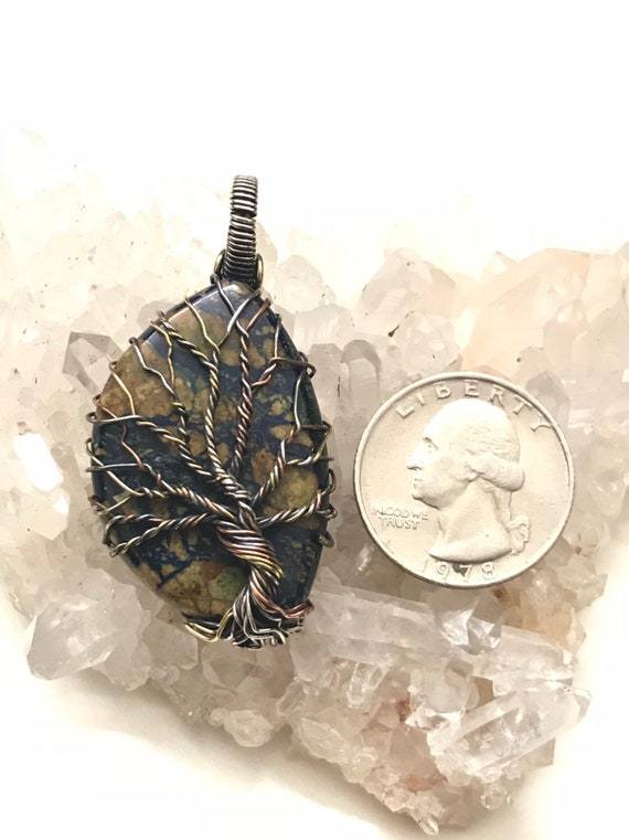 Beautiful Boulder Azurite Tree Of Life Pendant