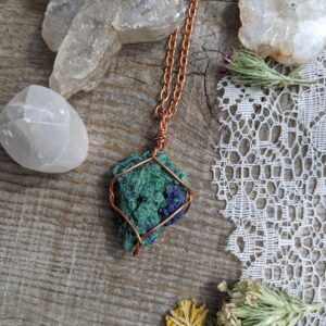 Beautiful High Quality Raw Fiberous Chatoyant Malachite And Azurite Combo Pendant, Azurite Pendant, Malachite Pendant, Natural Malachite Cry