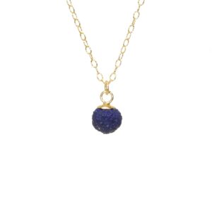 Azurite Blueberry Necklace: Raw Crystal Pendant, 14k Gold Filled Chain