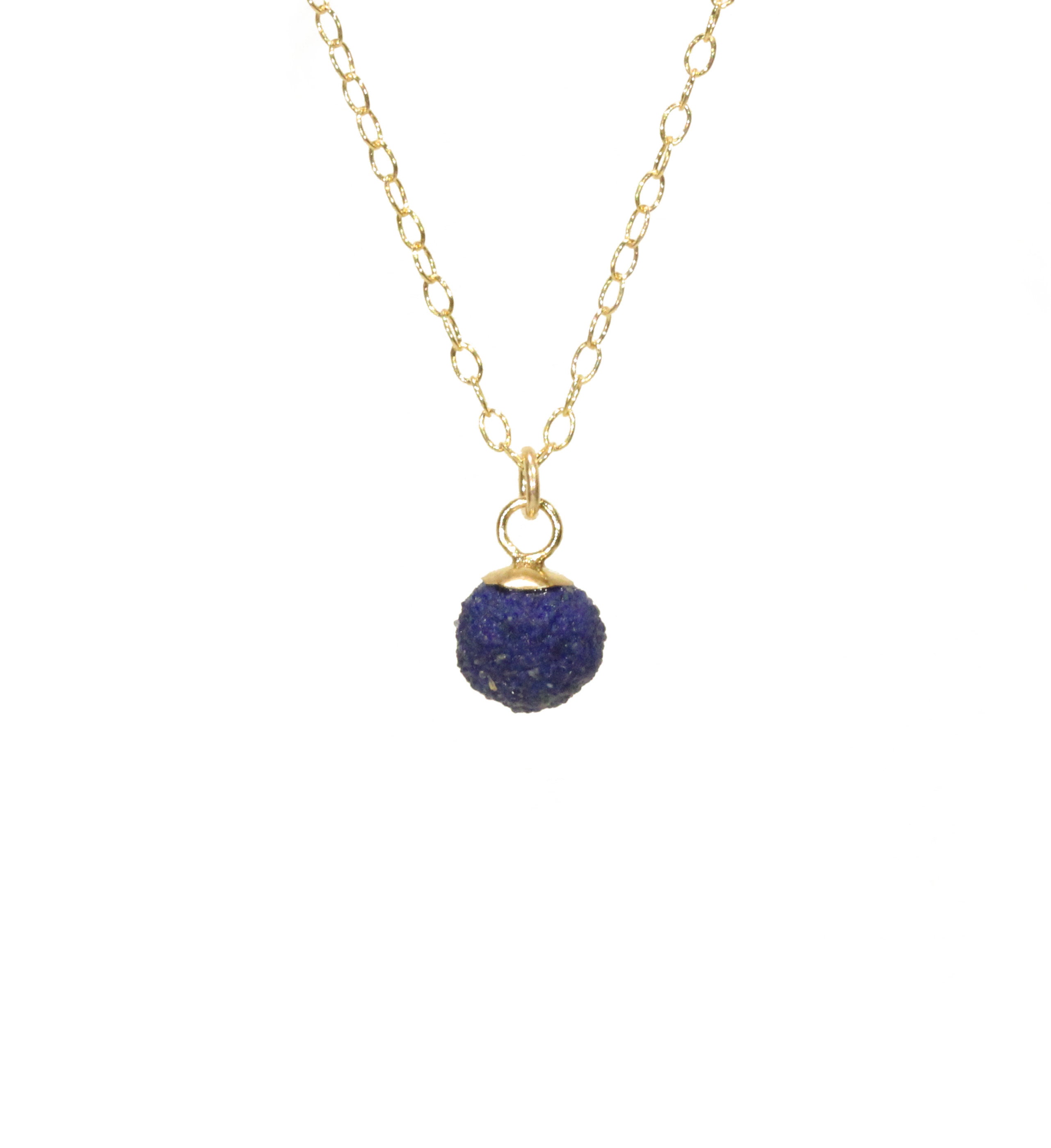 Azurite Blueberry Necklace: Raw Crystal Pendant, 14k Gold Filled Chain Azurite Blueberry Necklace: Raw Crystal Pendant, 14k Gold Filled Chain