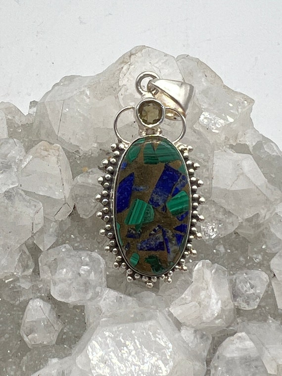 Copper Azurite Malachite Pendant