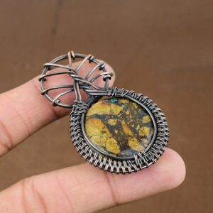 Handmade Copper Wire Wrapped Azurite Malachite Pendant Handmade Copper Wire Wrapped Azurite Malachite Pendant